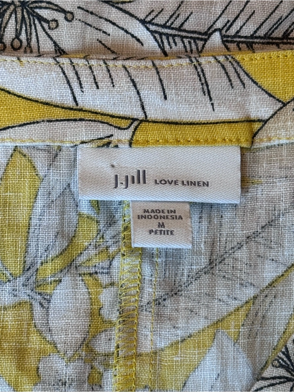J. Jill 100% Linen Tropical Maxi Dress Yellow Floral Sleeveless Resort Dress - Picture 5 of 8